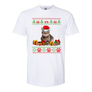 Funny Tabby Cat Santa Hat Ugly Christmas Xmas Pjs Gift Softstyle CVC T-Shirt