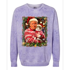 Funny Trump Christmas For Cat Lovers Ugly Xmas Cute Gift Colorblast Crewneck Sweatshirt