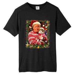 Funny Trump Christmas For Cat Lovers Ugly Xmas Cute Gift Tall Fusion ChromaSoft Performance T-Shirt