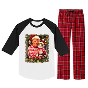 Funny Trump Christmas For Cat Lovers Ugly Xmas Cute Gift Raglan Sleeve Pajama Set