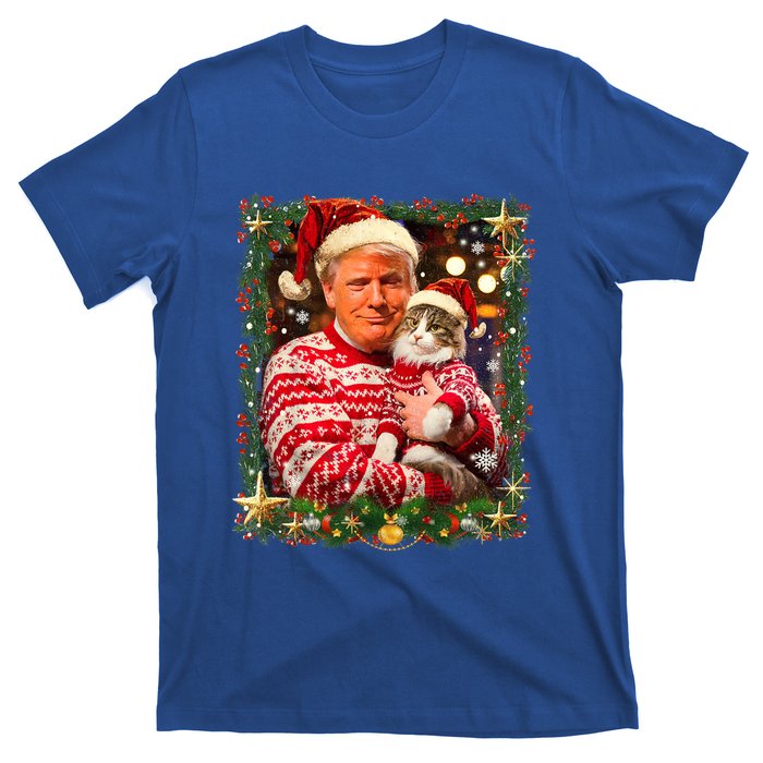 Funny Trump Christmas For Cat Lovers Ugly Xmas Cute Gift T-Shirt