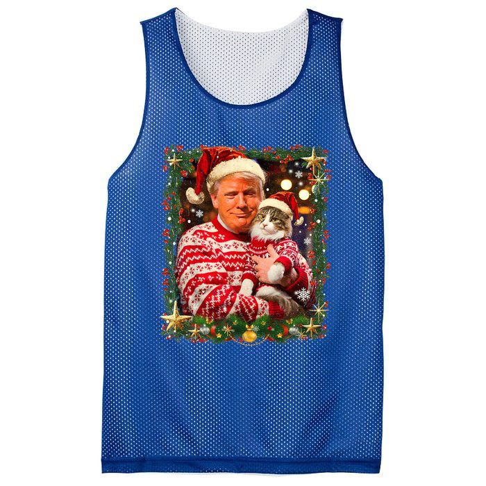 Funny Trump Christmas For Cat Lovers Ugly Xmas Cute Gift Mesh Reversible Basketball Jersey Tank