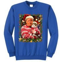 Funny Trump Christmas For Cat Lovers Ugly Xmas Cute Gift Tall Sweatshirt