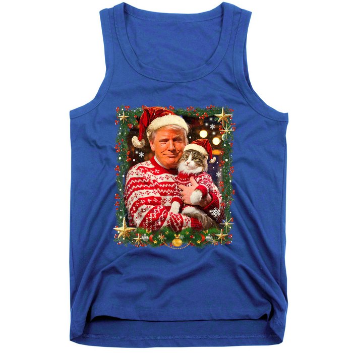 Funny Trump Christmas For Cat Lovers Ugly Xmas Cute Gift Tank Top