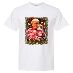 Funny Trump Christmas For Cat Lovers Ugly Xmas Cute Gift Garment-Dyed Heavyweight T-Shirt