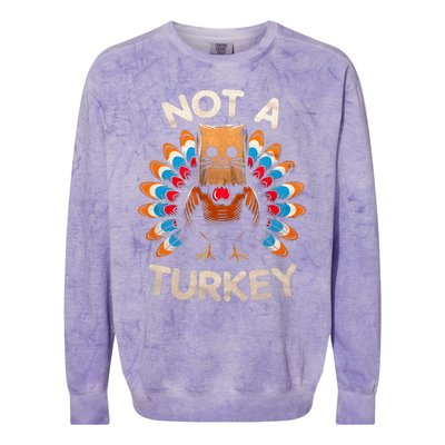 Funny Thanksgiving  Cat Not A Turkey  Colorblast Crewneck Sweatshirt