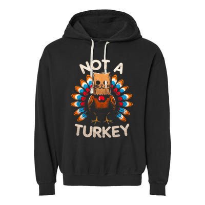 Funny Thanksgiving  Cat Not A Turkey  Garment-Dyed Fleece Hoodie