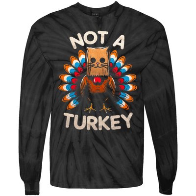 Funny Thanksgiving  Cat Not A Turkey  Tie-Dye Long Sleeve Shirt