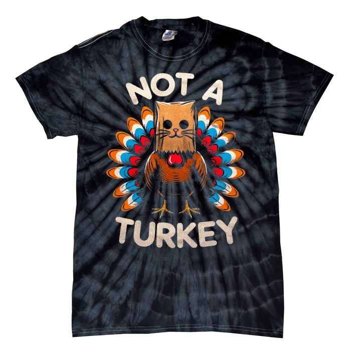 Funny Thanksgiving  Cat Not A Turkey  Tie-Dye T-Shirt