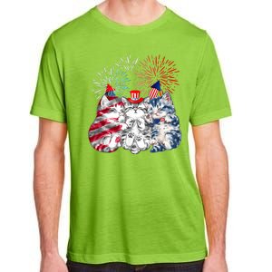 Funny Three Cat 4th Of July American Flag Patriotic Cat Adult ChromaSoft Performance T-Shirt