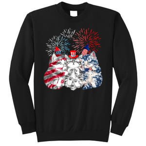 Funny Three Cat 4th Of July American Flag Patriotic Cat Sweatshirt