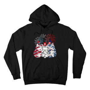 Funny Three Cat 4th Of July American Flag Patriotic Cat Tall Hoodie