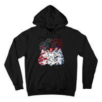 Funny Three Cat 4th Of July American Flag Patriotic Cat Tall Hoodie