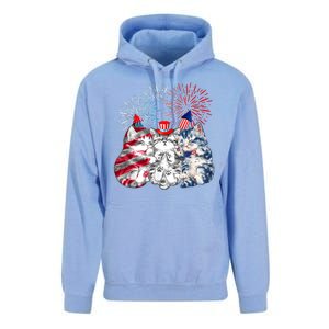 Funny Three Cat 4th Of July American Flag Patriotic Cat Unisex Surf Hoodie