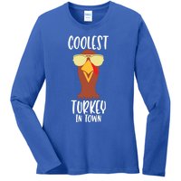 Funny Thanksgiving Christmas Coolest Turkey In Town Great Gift Ladies Long Sleeve Shirt