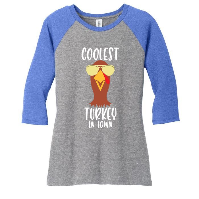 Funny Thanksgiving Christmas Coolest Turkey In Town Great Gift Women's Tri-Blend 3/4-Sleeve Raglan Shirt