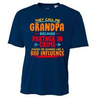 Funny They Call Me Grandpa Partner In Crime Makes Me Sound Like A Bad Influence Cooling Performance Crew T-Shirt