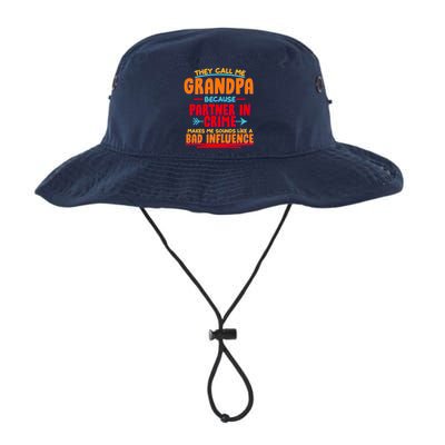 Funny They Call Me Grandpa Partner In Crime Makes Me Sound Like A Bad Influence Bucket Hat