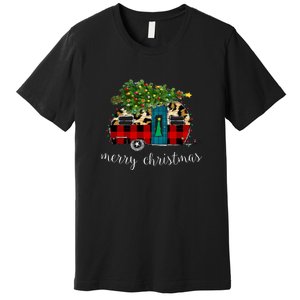 Funny Truck Camping Camper Christmas Buffalo Plaid Leopard Gift Premium T-Shirt