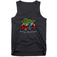 Funny Truck Camping Camper Christmas Buffalo Plaid Leopard Gift Tank Top