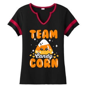 Funny Team Candy Corn Halloween Costume Ladies Halftime Notch Neck Tee