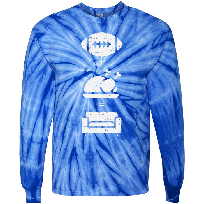 Football Turkey Couch Thanksgiving Sports Tie-Dye Long Sleeve Shirt