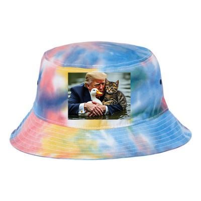 Funny Trump Cat And Duck Memes Christmas Halloween Vote Sign Tie Dye Newport Bucket Hat