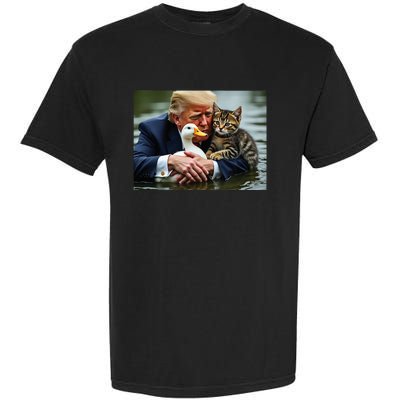 Funny Trump Cat And Duck Memes Christmas Halloween Vote Sign Garment-Dyed Heavyweight T-Shirt