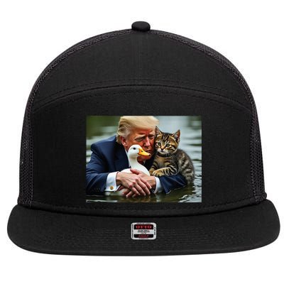 Funny Trump Cat And Duck Memes Christmas Halloween Vote Sign 7 Panel Mesh Trucker Snapback Hat