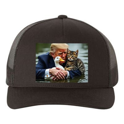 Funny Trump Cat And Duck Memes Christmas Halloween Vote Sign Yupoong Adult 5-Panel Trucker Hat