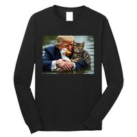 Funny Trump Cat And Duck Memes Christmas Halloween Vote Sign Long Sleeve Shirt