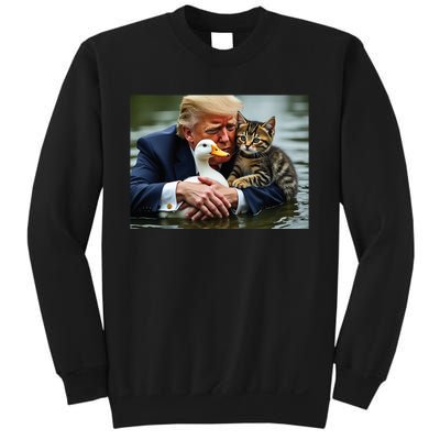 Funny Trump Cat And Duck Memes Christmas Halloween Vote Sign Sweatshirt