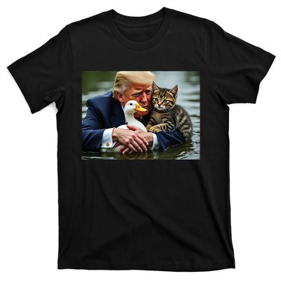 Funny Trump Cat And Duck Memes Christmas Halloween Vote Sign T-Shirt