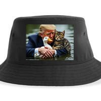 Funny Trump Cat And Duck Memes Christmas Halloween Vote Sign Sustainable Bucket Hat