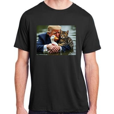 Funny Trump Cat And Duck Memes Christmas Halloween Vote Sign Adult ChromaSoft Performance T-Shirt