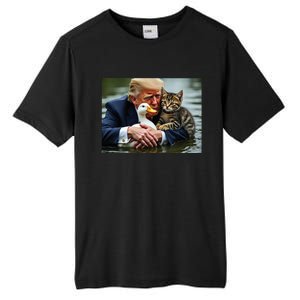 Funny Trump Cat And Duck Memes Christmas Halloween Vote Sign Tall Fusion ChromaSoft Performance T-Shirt