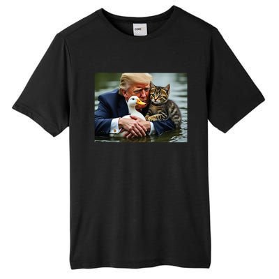 Funny Trump Cat And Duck Memes Christmas Halloween Vote Sign Tall Fusion ChromaSoft Performance T-Shirt