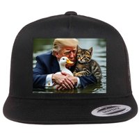 Funny Trump Cat And Duck Memes Christmas Halloween Vote Sign Flat Bill Trucker Hat