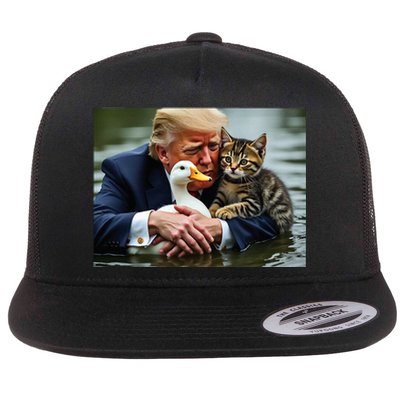 Funny Trump Cat And Duck Memes Christmas Halloween Vote Sign Flat Bill Trucker Hat