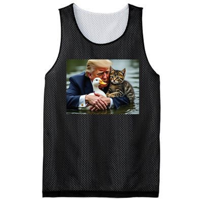 Funny Trump Cat And Duck Memes Christmas Halloween Vote Sign Mesh Reversible Basketball Jersey Tank