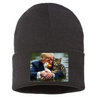 Funny Trump Cat And Duck Memes Christmas Halloween Vote Sign Sustainable Knit Beanie