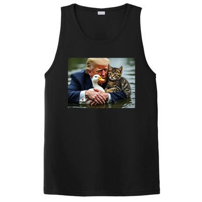 Funny Trump Cat And Duck Memes Christmas Halloween Vote Sign PosiCharge Competitor Tank