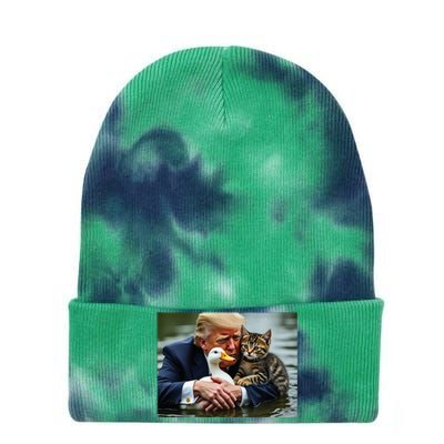 Funny Trump Cat And Duck Memes Christmas Halloween Vote Sign Tie Dye 12in Knit Beanie