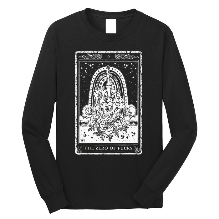 Funny Tarot Card Zero Of Fucks Occult Tarot Reader Reading Long Sleeve Shirt