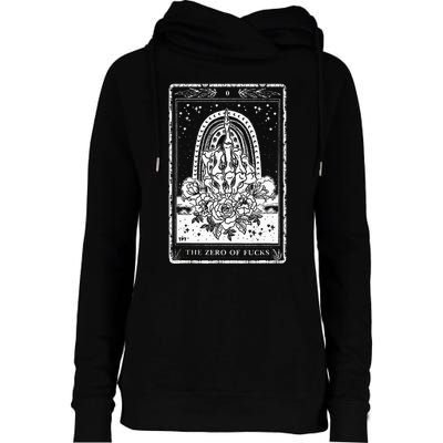 Funny Tarot Card Zero Of Fucks Occult Tarot Reader Reading Womens Funnel Neck Pullover Hood