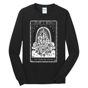 Funny Tarot Card Zero Of Fucks Occult Tarot Reader Reading Tall Long Sleeve T-Shirt