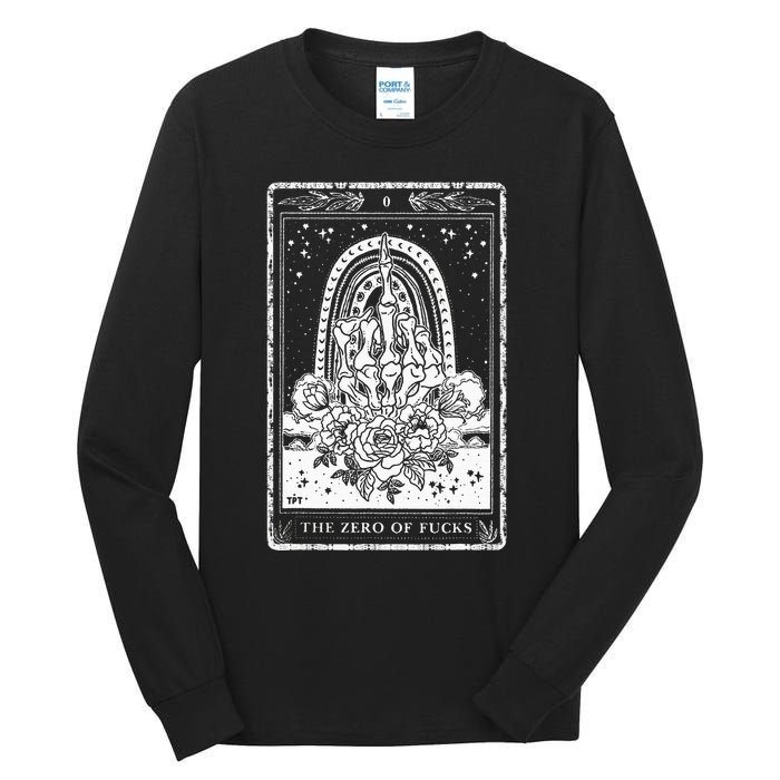 Funny Tarot Card Zero Of Fucks Occult Tarot Reader Reading Tall Long Sleeve T-Shirt