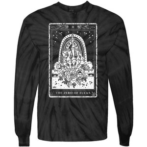 Funny Tarot Card Zero Of Fucks Occult Tarot Reader Reading Tie-Dye Long Sleeve Shirt