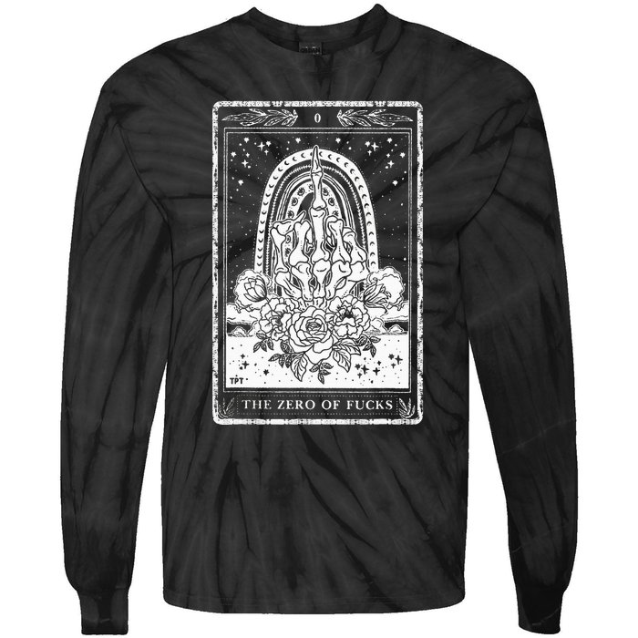 Funny Tarot Card Zero Of Fucks Occult Tarot Reader Reading Tie-Dye Long Sleeve Shirt