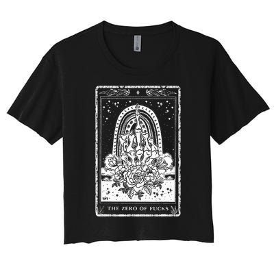 Funny Tarot Card Zero Of Fucks Occult Tarot Reader Reading Women's Crop Top Tee